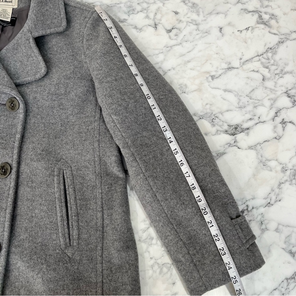 LL Bean Classic Lambswool Peacoat In Light Gray Heather Woman’s Size 14 - Picture 12 of 16